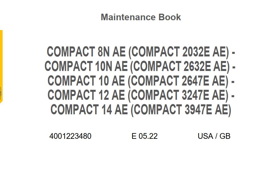 Haulotte Electric Scissor Lift COMPACT 8N AE to 14 AE Maintenance Book