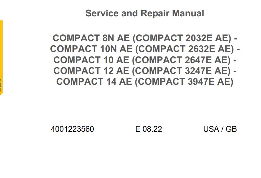 Haulotte Electric Scissor Lift COMPACT 8N AE to 14 AE Service and Repair Manual