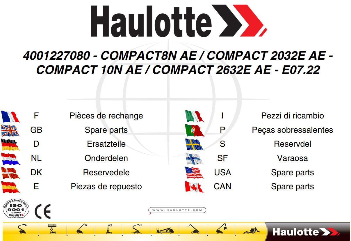 Haulotte Electric Scissor Lift COMPACT 8N AE to 2632AE Spare Parts Catalog EN FR