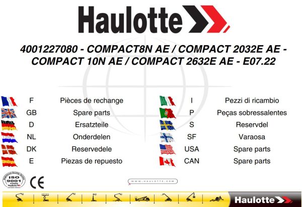 Haulotte Electric Scissor Lift COMPACT 8N AE to 2632E AE Spare Parts Catalog EN FR