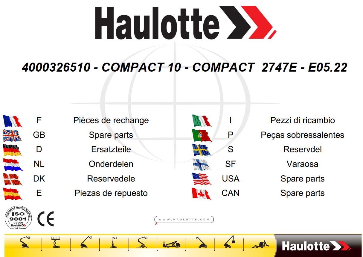Haulotte Scissor Lift Compact 10 Spare Parts Catalog EN FR