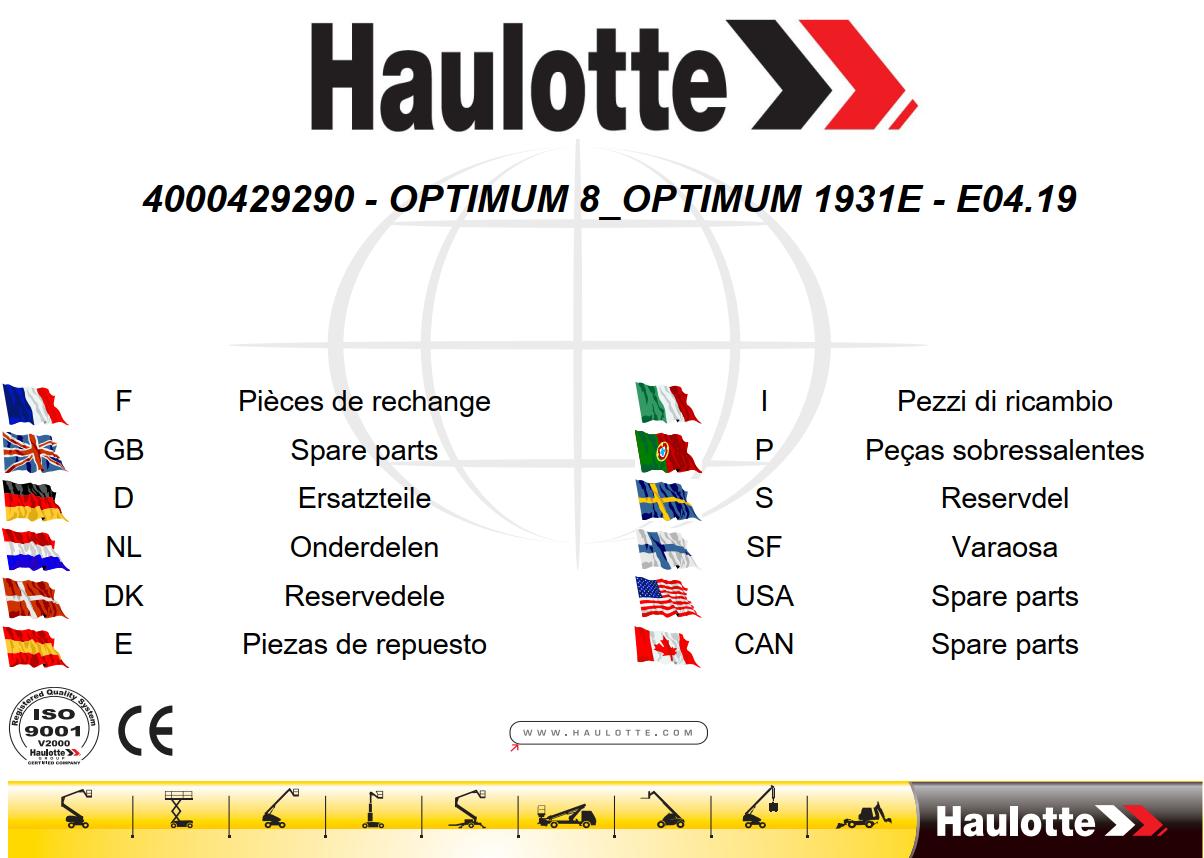 Haulotte Scissor Lift OPTIMUM 8 1931E Spare Parts Catalog EN FR