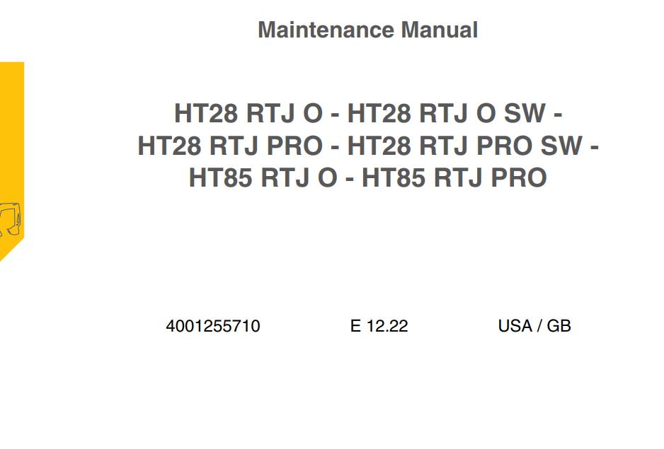 Haulotte Telescopic Boom HT28RTJ O to HT85RTJ PRO Maintenance Manual