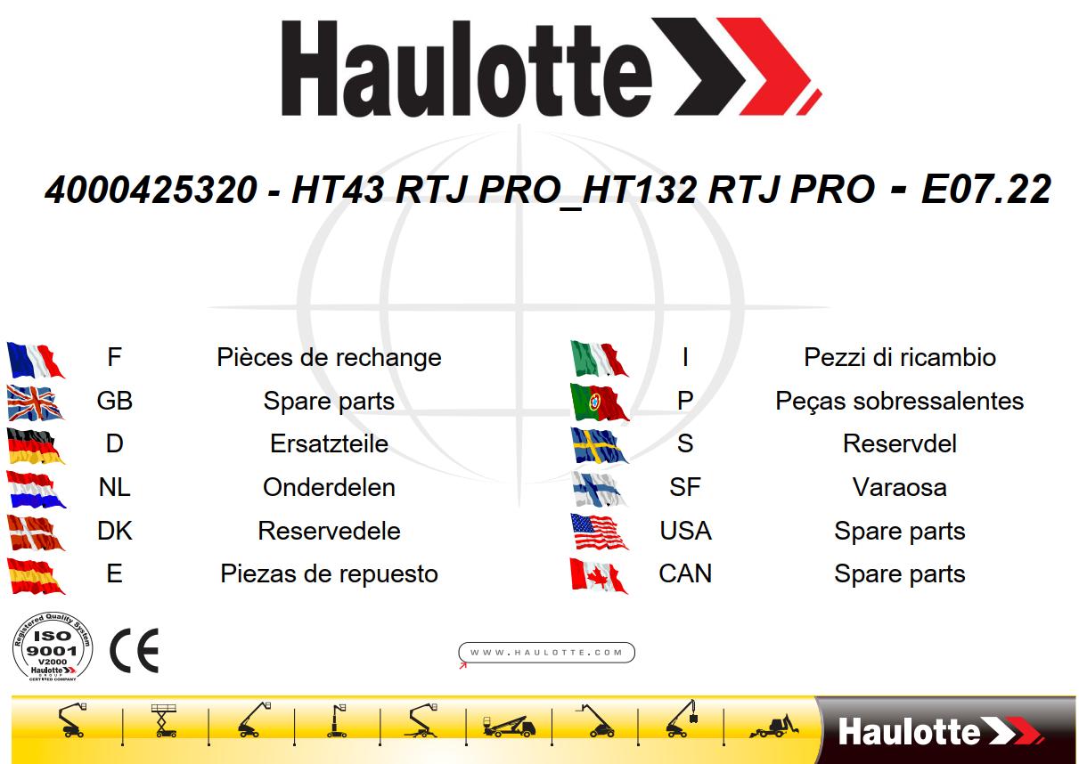 Haulotte Telescopic Boom HT43RTJ PRO HT132RTJ PRO Spare Parts Catalog EN FR