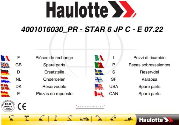 Haulotte Vertical Mast STAR 6 JP C Spare Parts Catalog EN FR