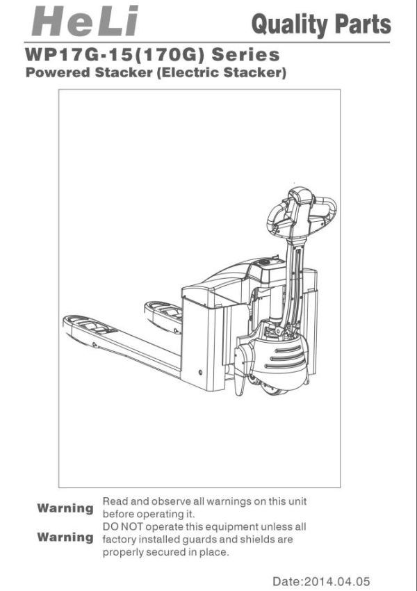 Heli Electric Pallet Truck CBD15 170G WP17G 15 Parts Manual ZH EN