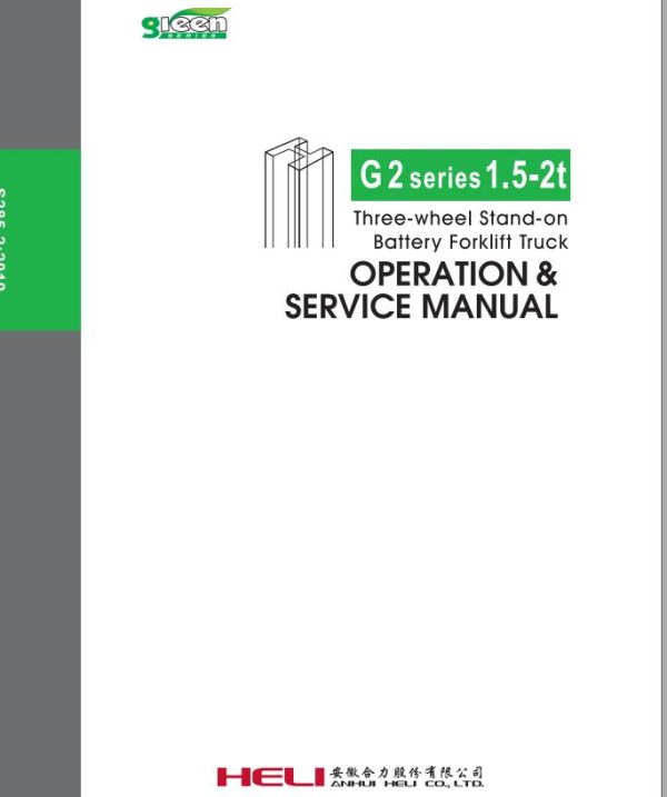 Heli Forklift Truck G2 Series 1.5 2t Service Parts Manual ZH EN