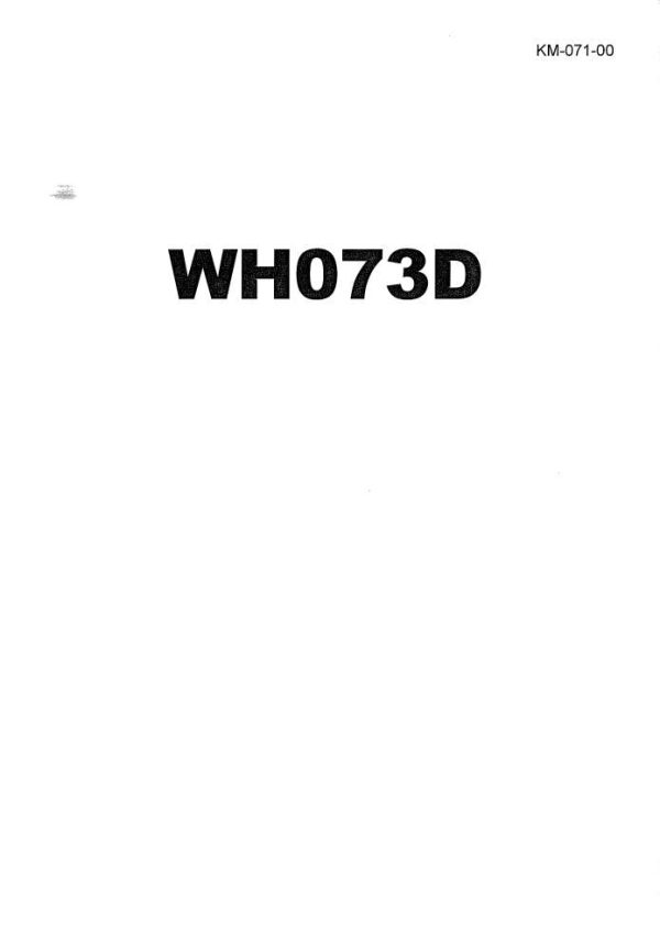 Hitachi Excavator WH073D Service Manual KM 071 00 1