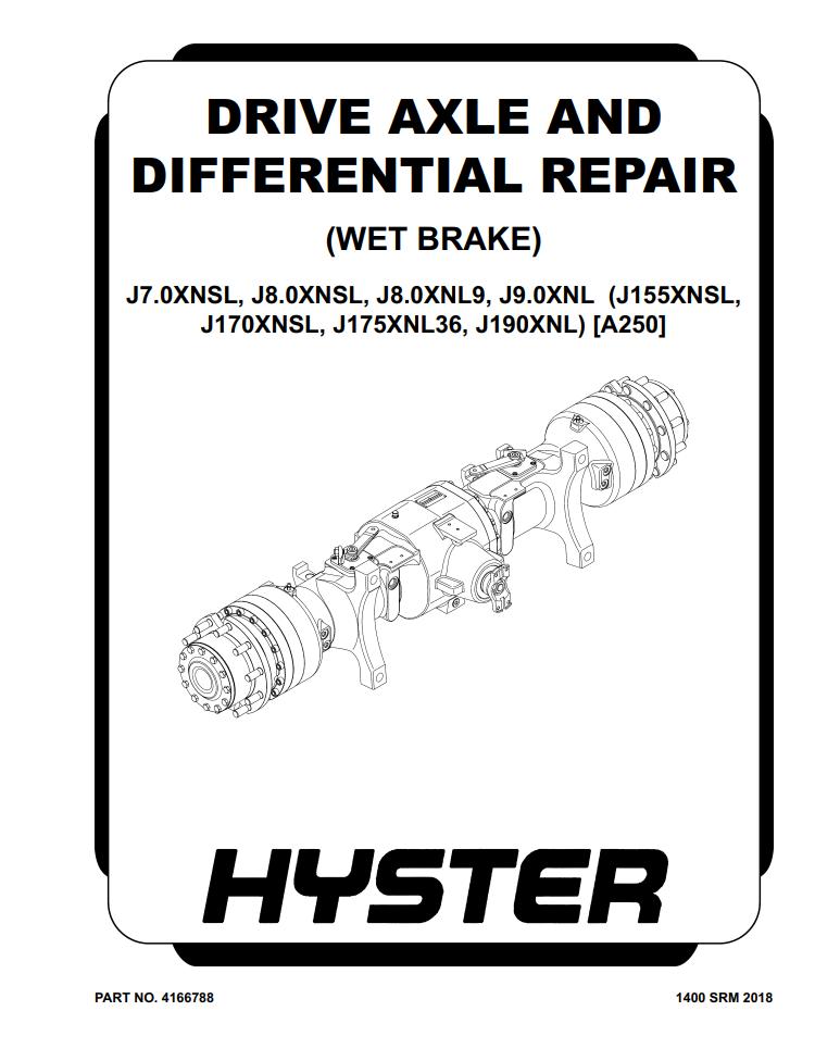 Hyster Class 1 A250 Troubleshooting Service Manual PDF