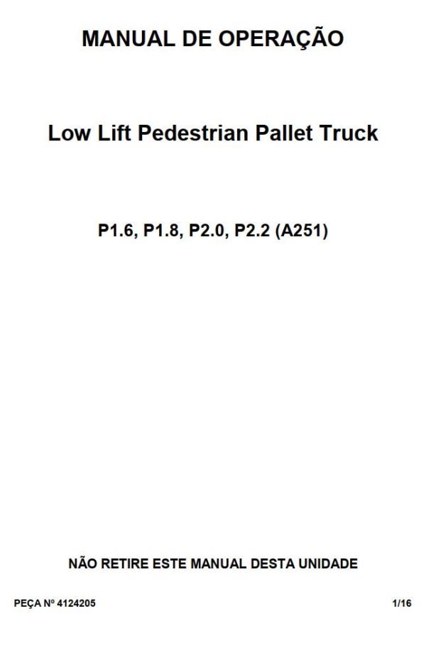 Hyster Class 3 A251 P1.6 to P2.2 Operator Manual PT PDF