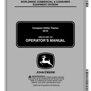 John Deere Compact Utility Tractor 2210 Operators Manual