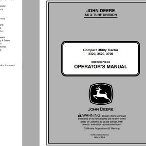 John Deere Compact Utility Tractor 3320 3520 3720 Operators Manual