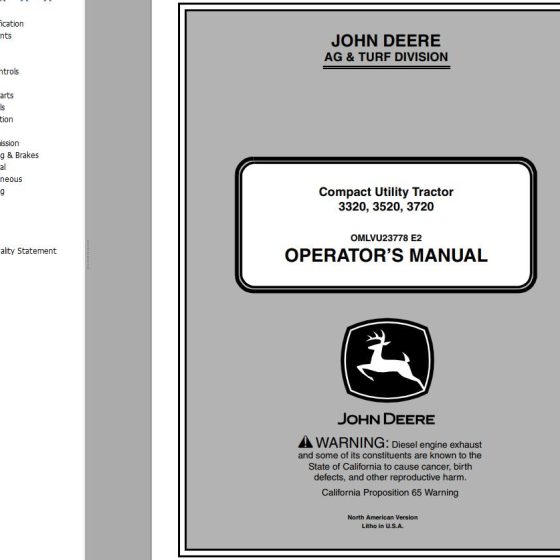 John Deere Compact Utility Tractor 3005 Operator's Manual