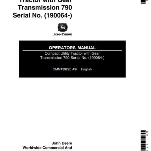 John Deere Compact Utility Tractor with Gear Transmission 790 Operators Manual EN ES