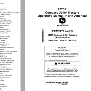 John Deere Compact Utility Tractors 2025R Operators Manual