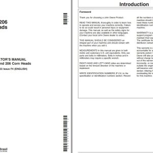 John Deere Corn Heads 204 205 206 Operators Manual