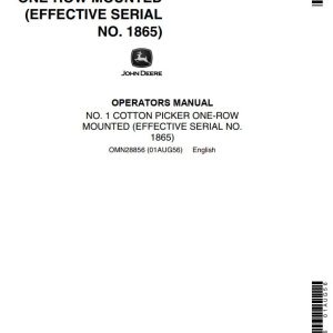 John Deere Cotton Picker One Row Mounted No.1 Operators Manual