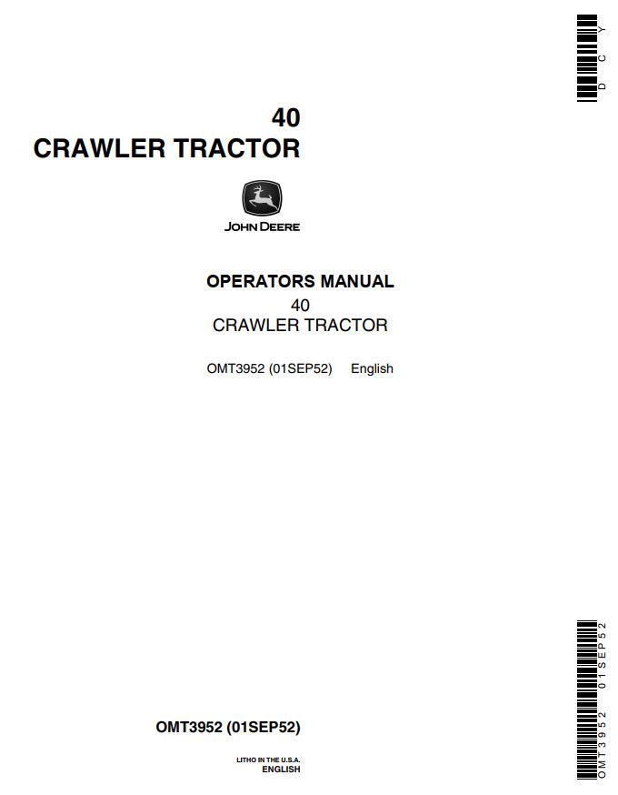 John Deere Crawler Tractor 40 Operators Manual