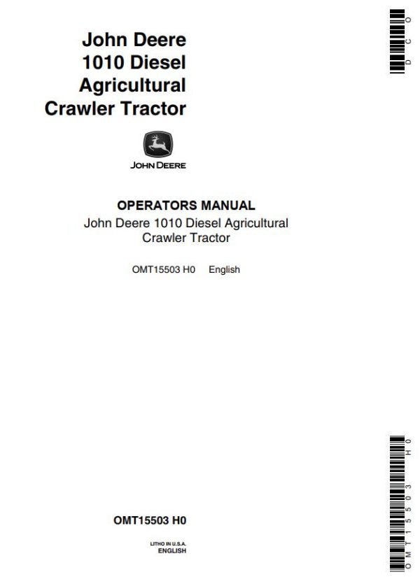 John Deere Diesel Agricultural Crawler Tractor 1010 Operators Manual 1