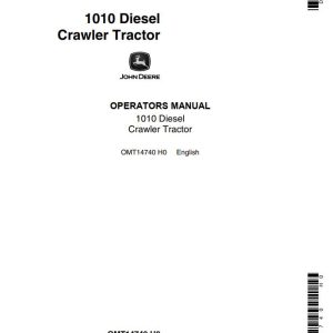 John Deere Diesel Crawler Tractor 1010 Operators Manual 1