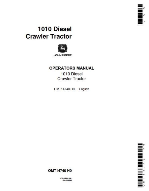 John Deere Diesel Crawler Tractor 1010 Operators Manual 1