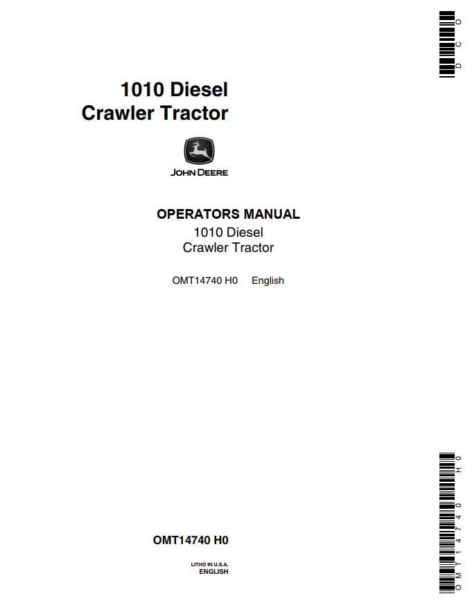 John Deere Diesel Crawler Tractor 110 Operators Manual
