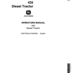 John Deere Diesel Tractor 435 Operators Manual