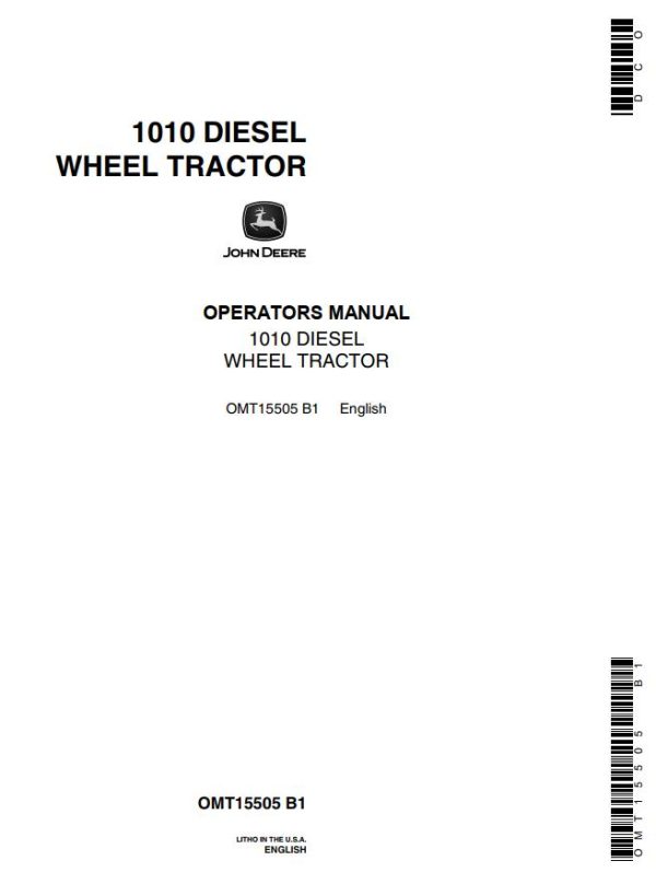 John Deere Diesel Wheel Tractor 1010 Operators Manual