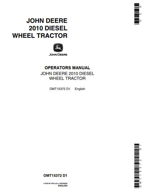 John Deere Diesel Wheel Tractor 2010 Operators Manual