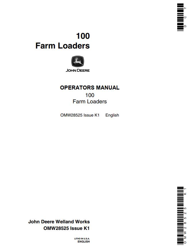 John Deere Farm Loaders 100 Operators Manual