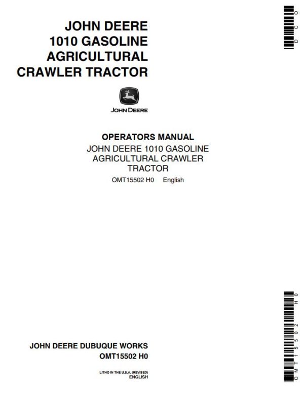 John Deere Gasoline Agricultural Crawler Tractor 1010 Operators Manual 1