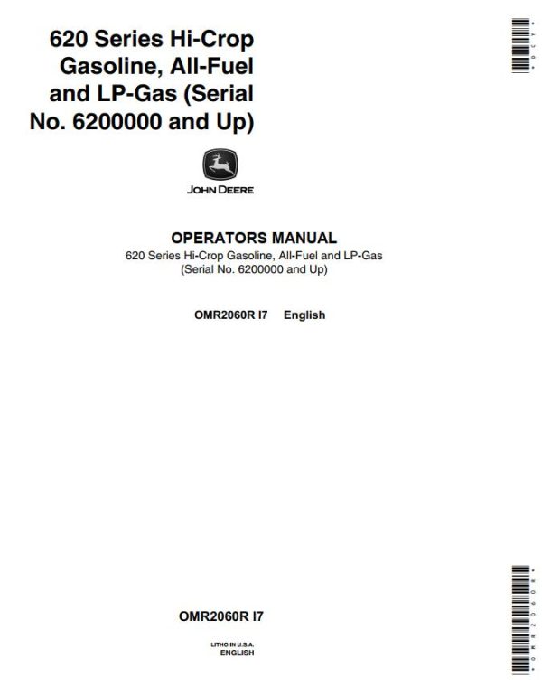 John Deere Hi Crop Gasoline All Fuel and LP Gas Tractor 620 Series Operators Manual