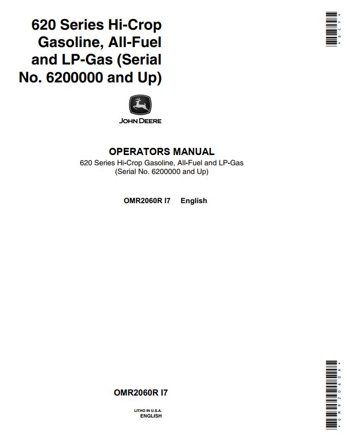 John Deere Hi Crop Gasoline All Fuel and LP Gas Tractor 620 Series Operators Manual