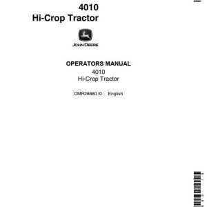 John Deere Hi Crop Tractor 4010 Operators Manual