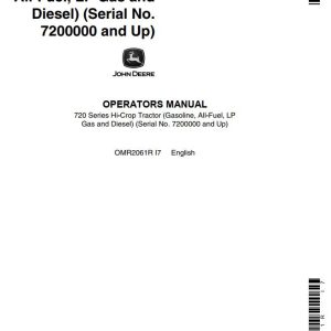 John Deere Hi Crop Tractor 720 Series Operators Manual