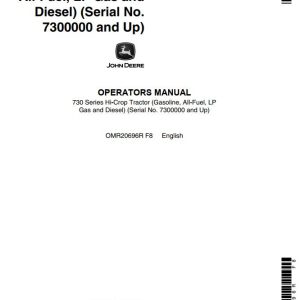 John Deere Hi Crop Tractor 730 Series Operators Manual