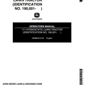 John Deere Hydrostatic Lawn Tractor 111 Operators Manual 1