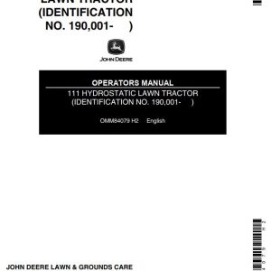 John Deere Hydrostatic Lawn Tractor 111 Operators Manual