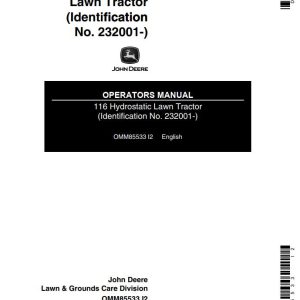 John Deere Hydrostatic Lawn Tractor 116 Operators Manual 1