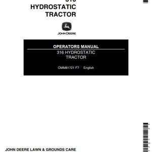 John Deere Hydrostatic Tractor 316 Operators Manual OMM81721