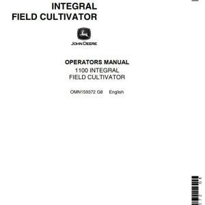 John Deere Intergral Field Cultivator 1100 Operators Manual