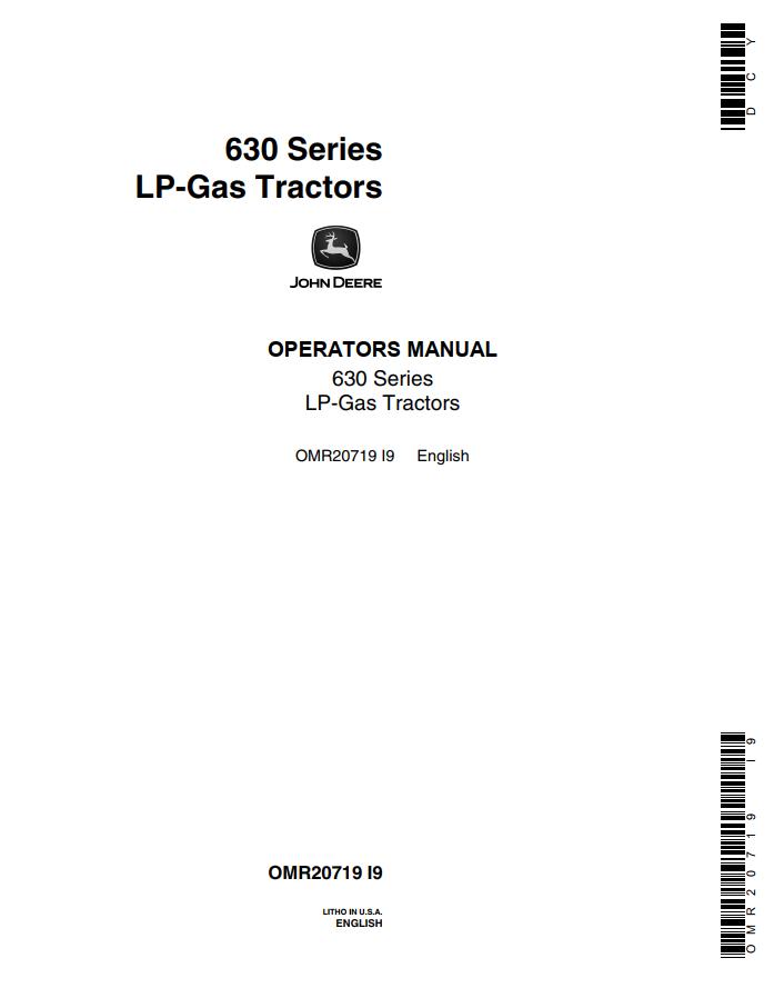 John Deere LP Gas Tractors 630 Series Operators Manual