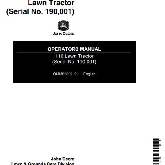 John Deere Lawn and Garden Tractors 112 Operators Manual