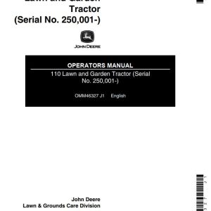 John Deere Lawn and Garden Tractor 110 Operators Manual