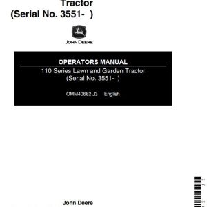 John Deere Lawn and Garden Tractor 110 Series Operators Manual