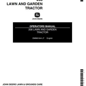 John Deere Lawn and Garden Tractor 208 Operators Manual