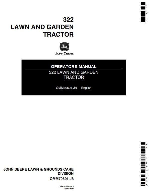 John Deere Lawn and Garden Tractor 322 Operators Manual