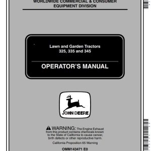 John Deere Lawn and Garden Tractor 325 335 345 Operators Manual