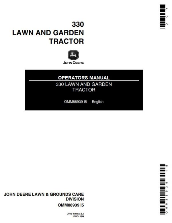John Deere Lawn and Garden Tractor 330 Operators Manual