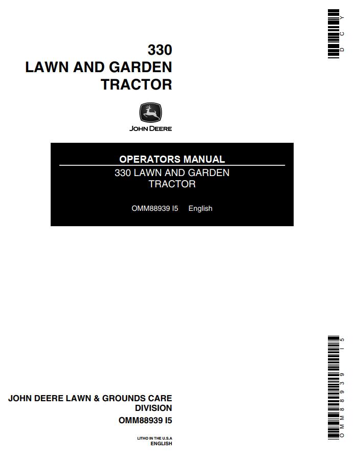 John Deere Lawn and Garden Tractor 330 Operators Manual